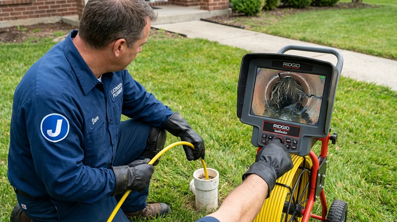 Sewer camera inspection being performed by Johns Plumbing LLC in Broadview Heights